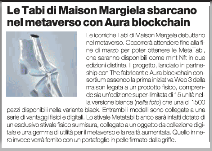 Le Tabi di Maison Margiela sbarcano nel metaverso con Aura blockchain