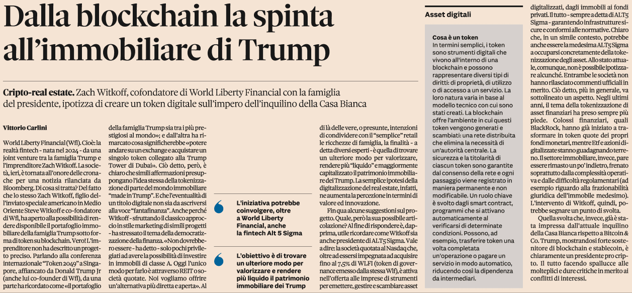 Dalla blockchain la spinta all’immobiliare di Trump