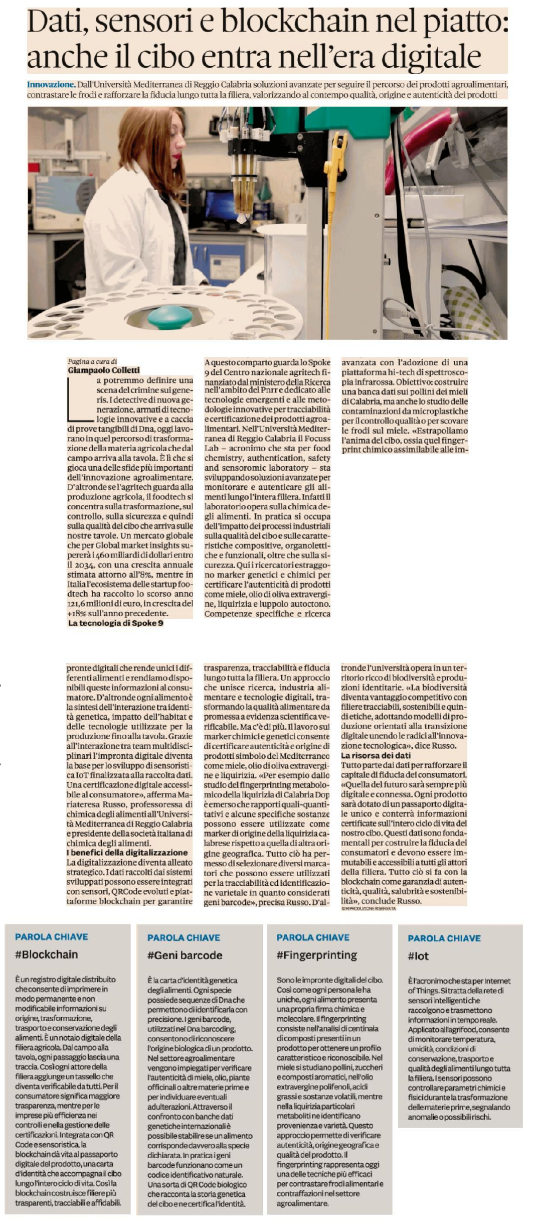 Dati, sensori e blockchain nel piatto: anche il cibo entra nell’era digitale